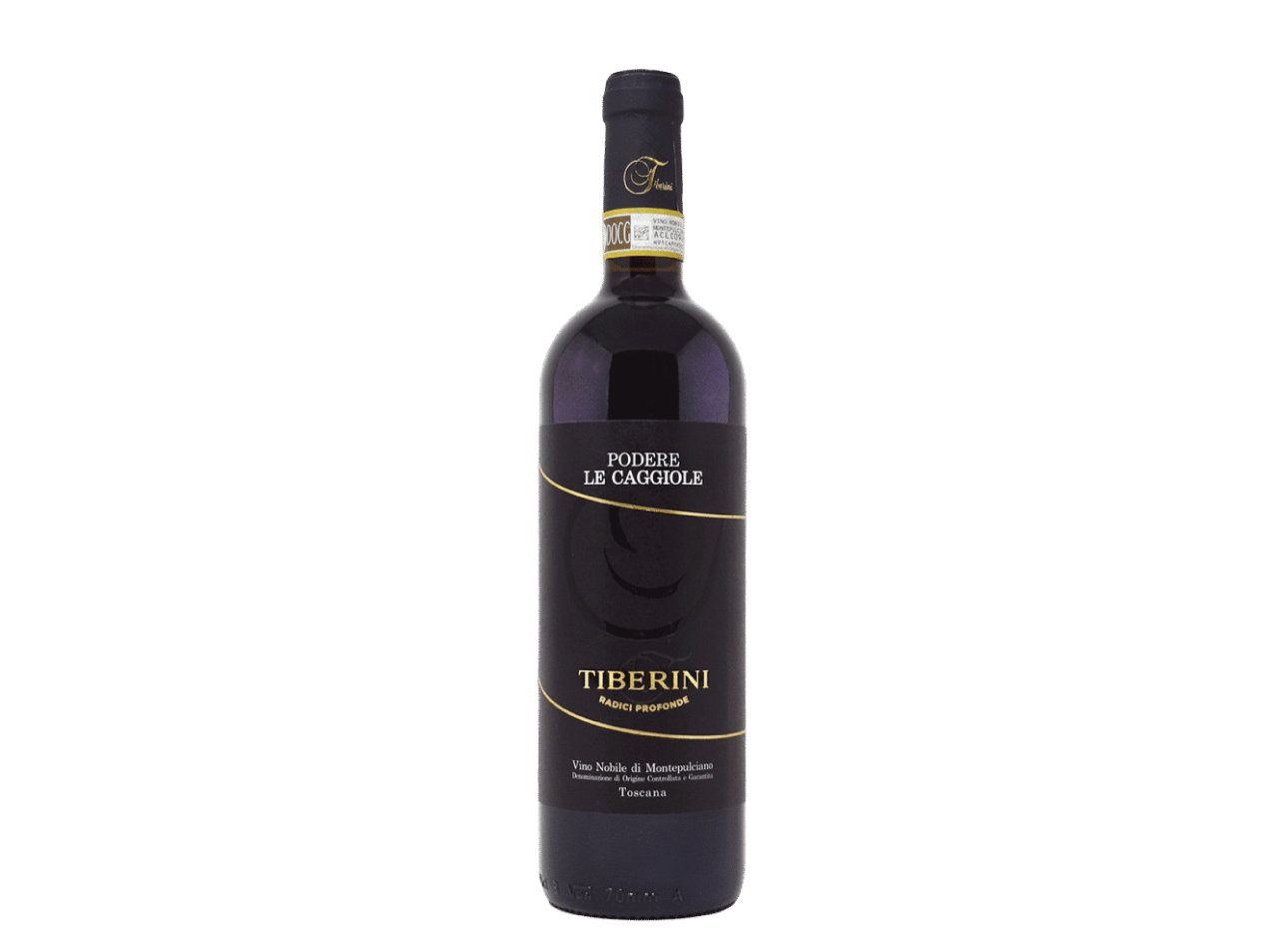 Bottiglia di Podere Le Caggiole Vino Nobile di Montepulciano DOCG Tiberini